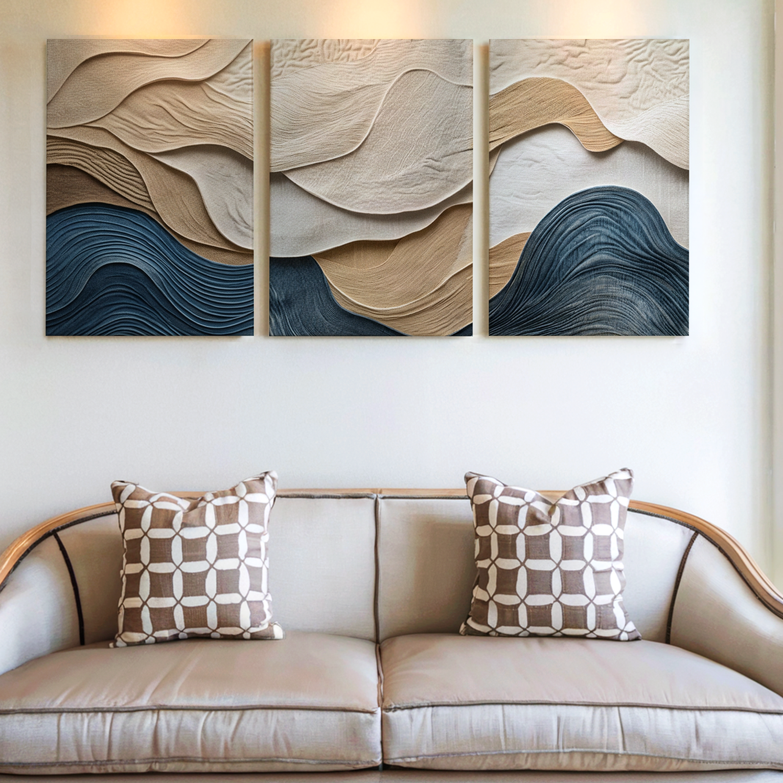 3 Pieces Abstract Textured Landscape Earth Tones Large Wall Art for Set Of 3