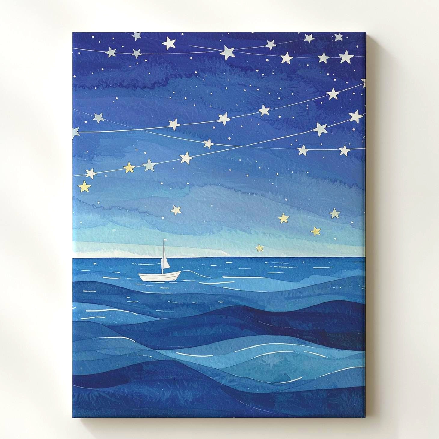 Dreamy Ocean & Stars Canvasserene Nighttime Wall Art - Bild 1 von 8
