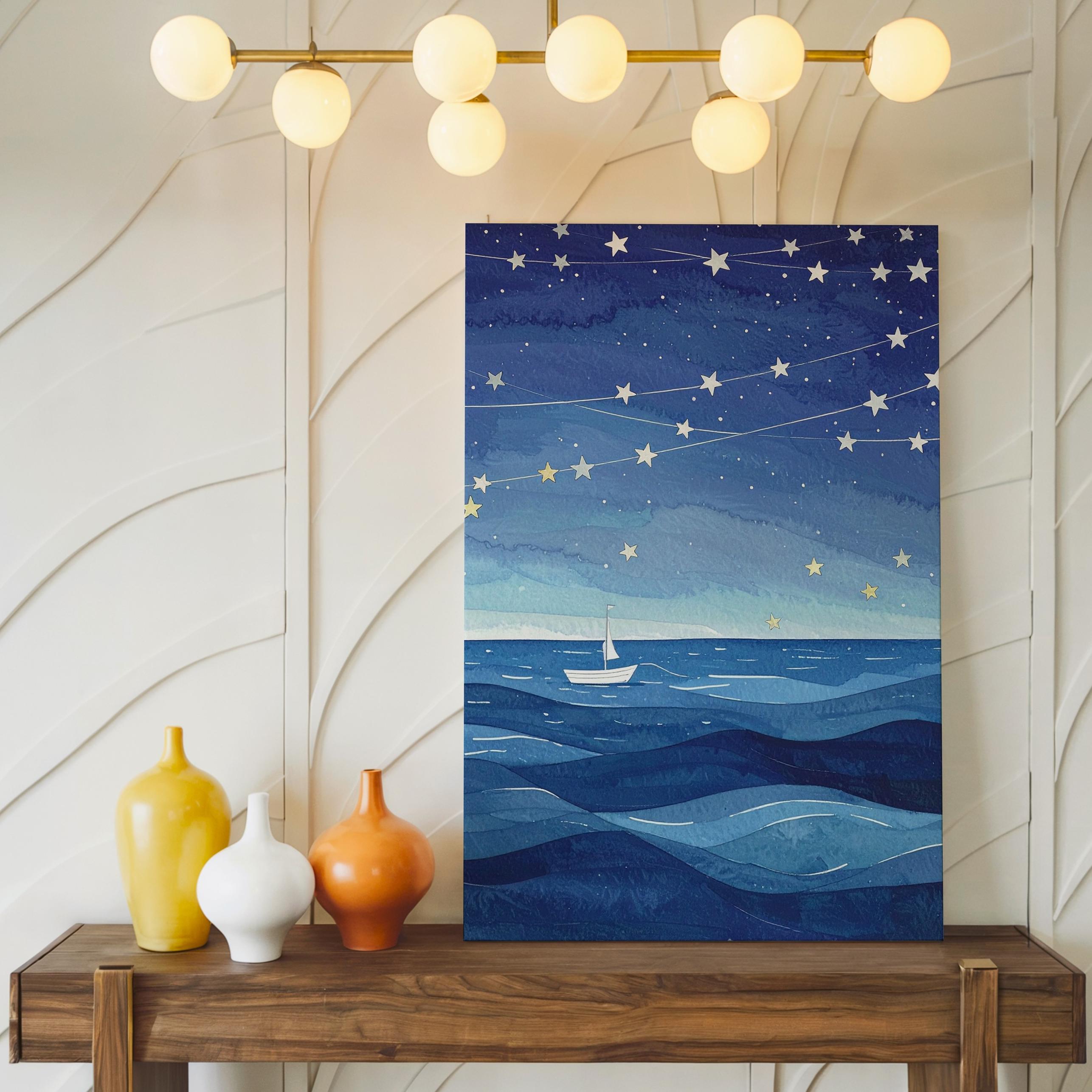 Dreamy Ocean & Stars Canvasserene Nighttime Wall Art - Bild 2 von 8