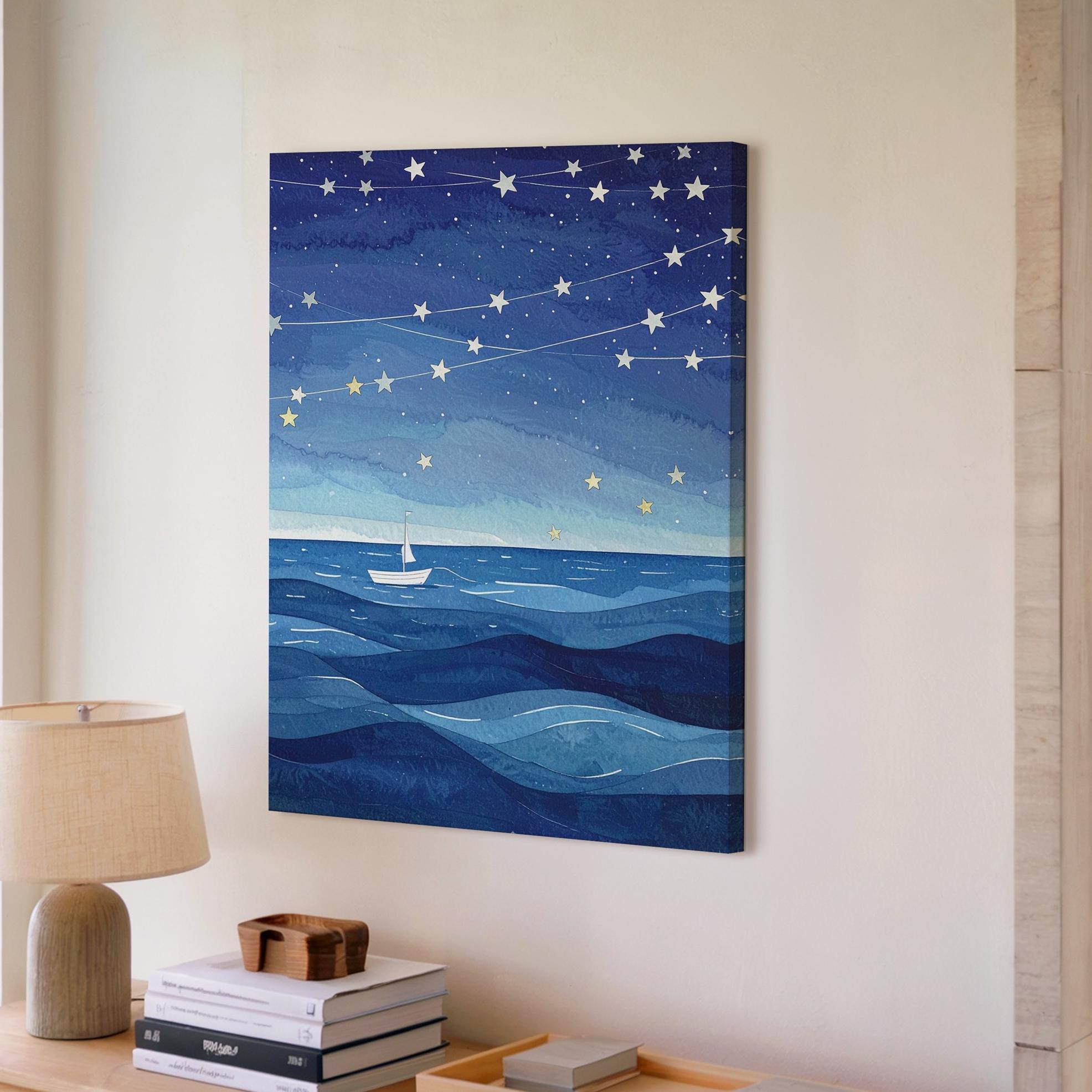 Dreamy Ocean & Stars Canvasserene Nighttime Wall Art - Bild 3 von 8