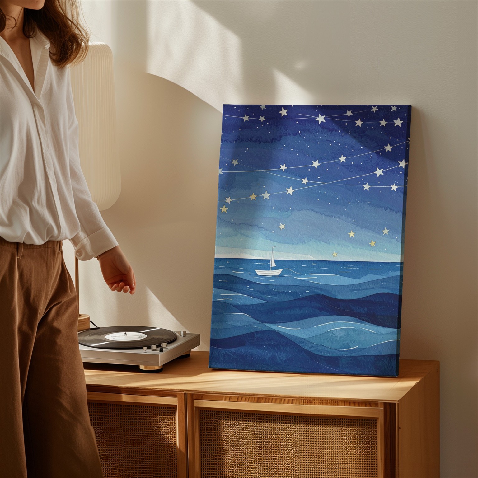 Dreamy Ocean & Stars Canvasserene Nighttime Wall Art - Bild 4 von 8