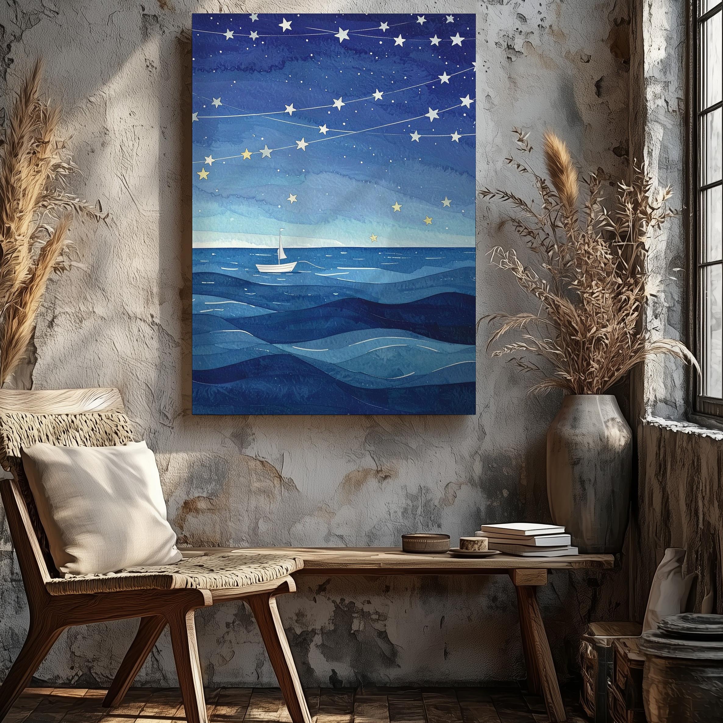 Dreamy Ocean & Stars Canvasserene Nighttime Wall Art - Bild 5 von 8