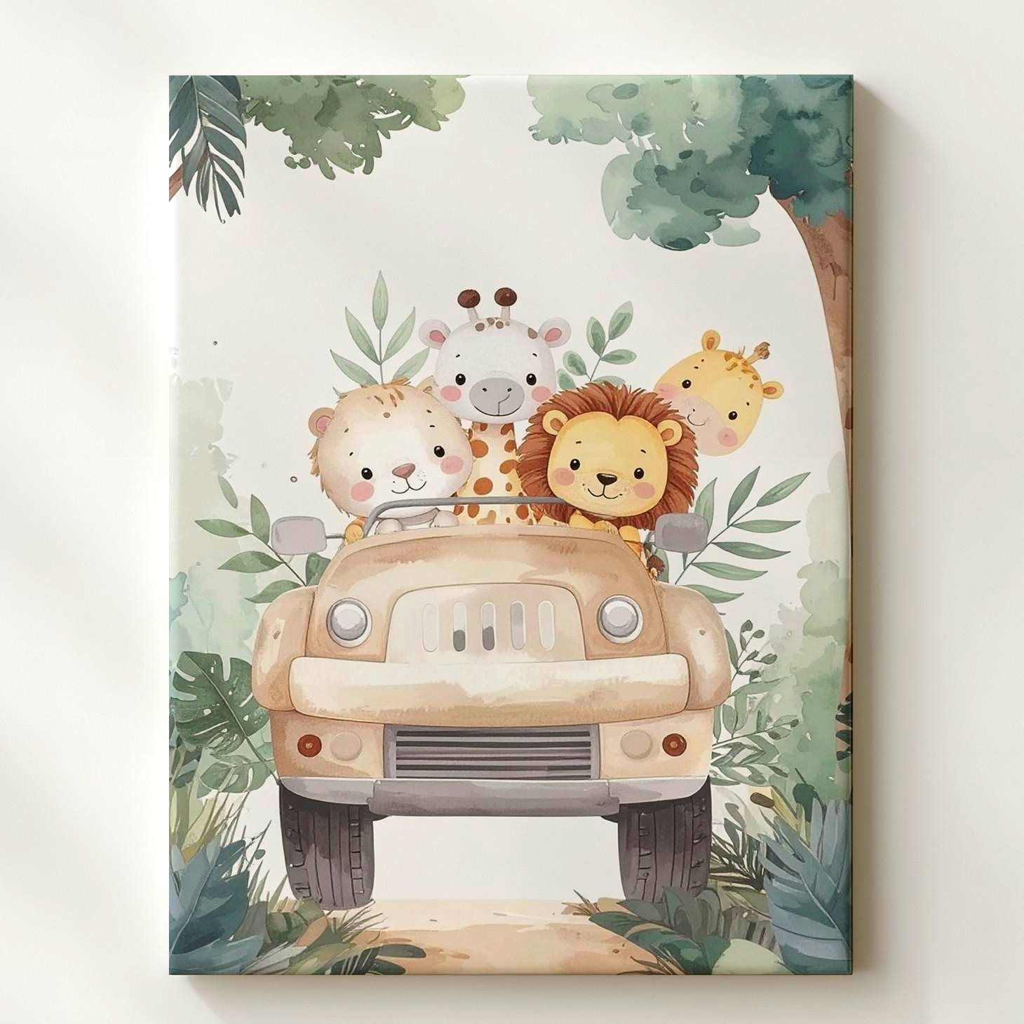 Safari Adventure Jeep Canvasplayful Jungle Nursery Wall Art