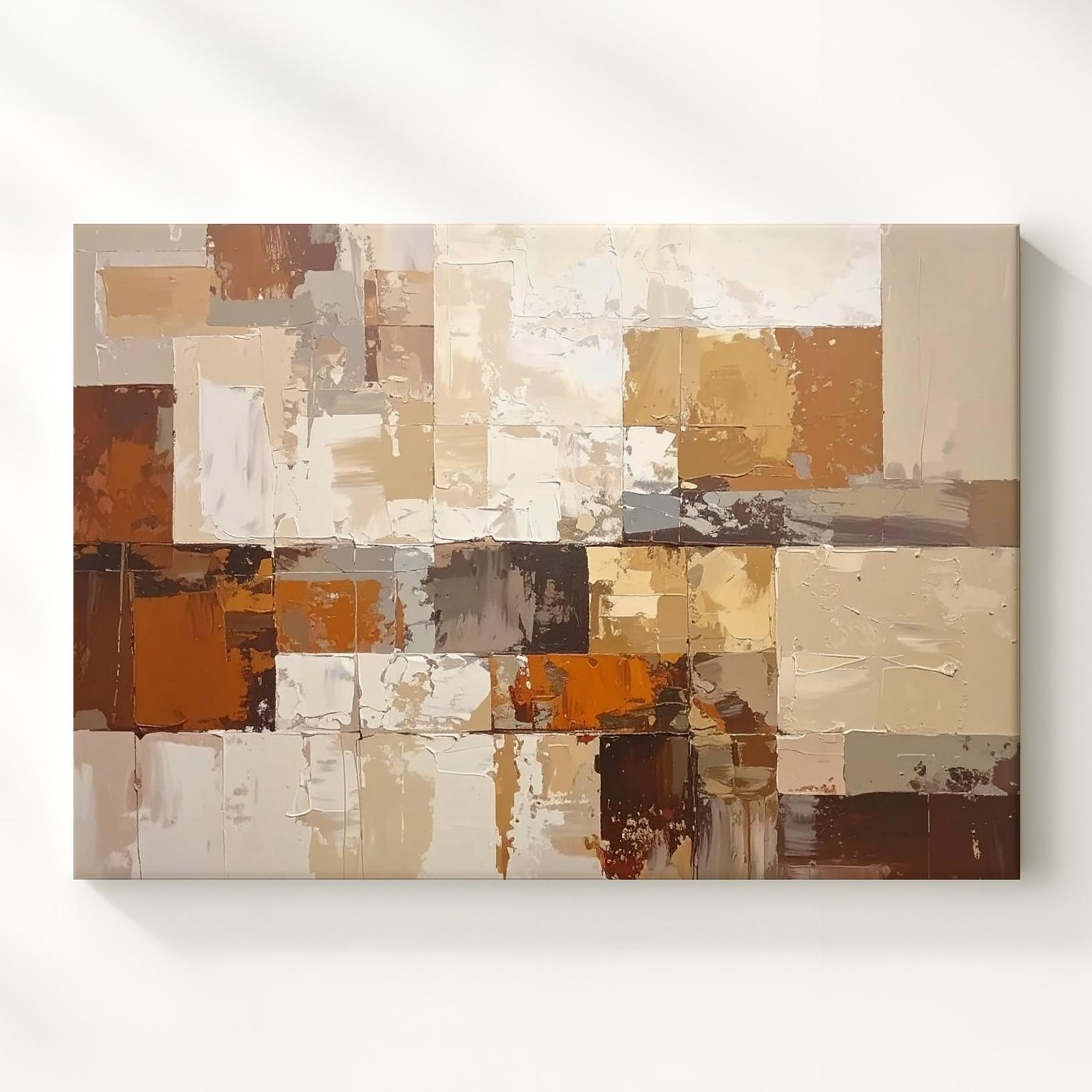 Warm Geometry Abstract Canvastextured Earth Tone Modern Art Wall Art - Bild 1 von 8