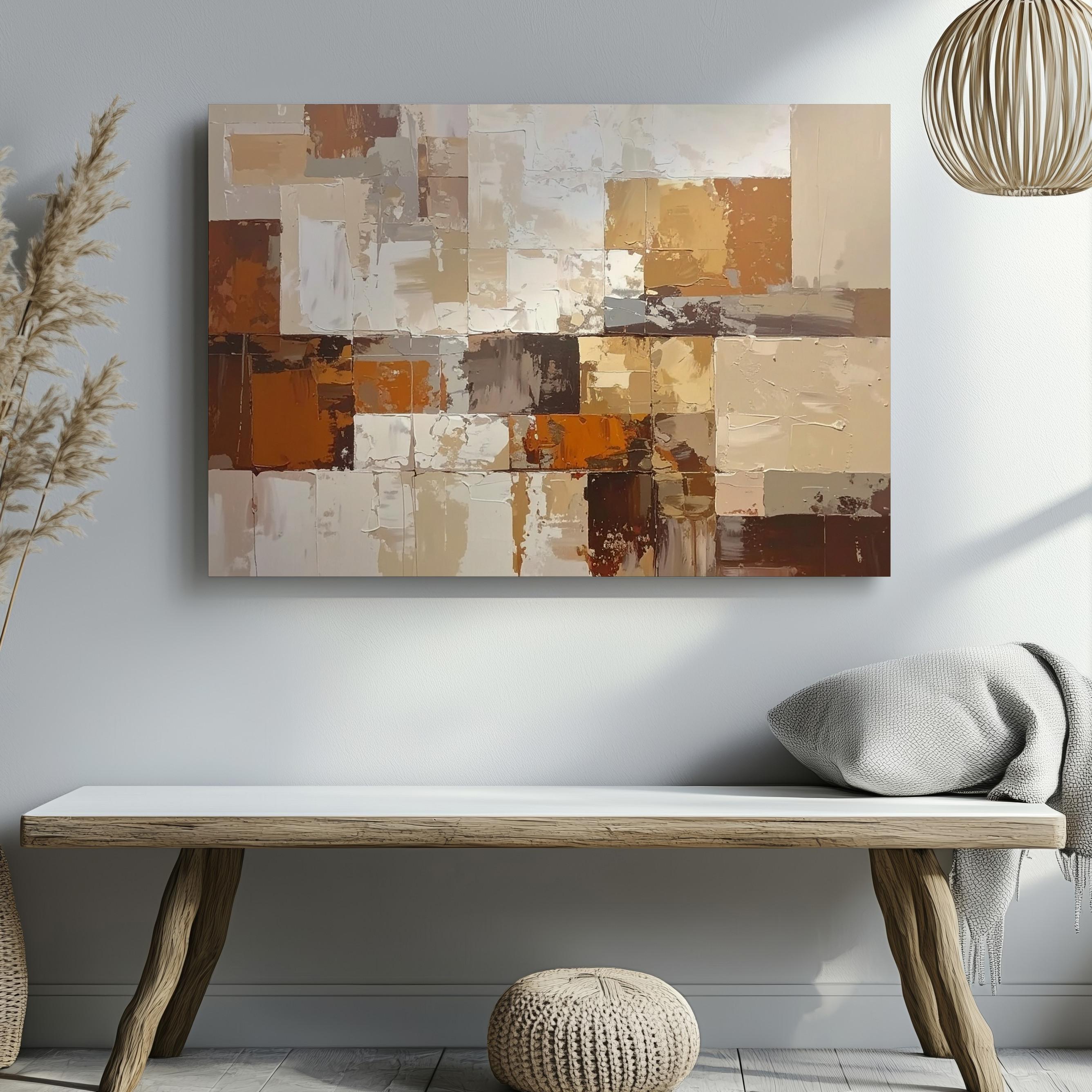 Warm Geometry Abstract Canvastextured Earth Tone Modern Art Wall Art - Bild 2 von 8