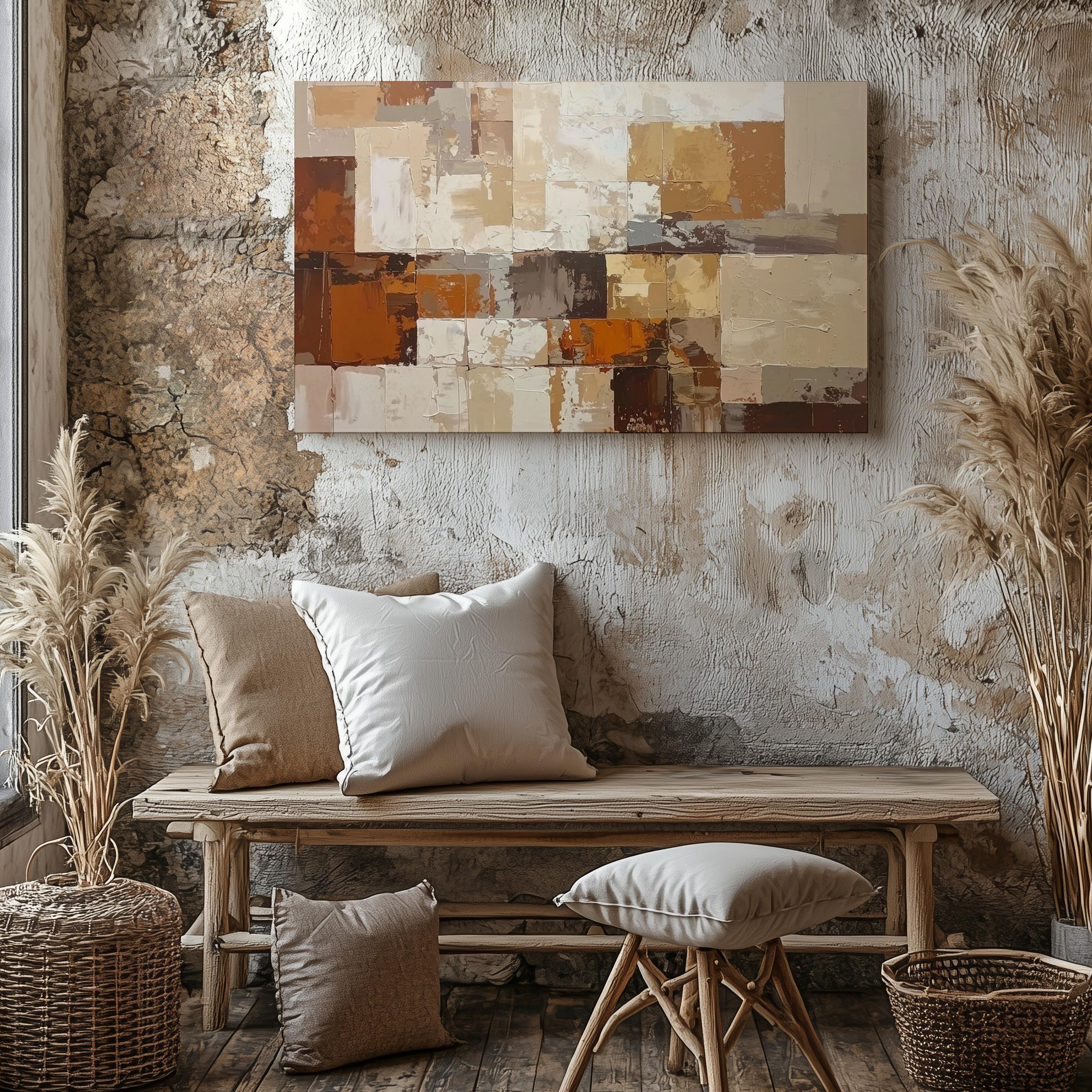 Warm Geometry Abstract Canvastextured Earth Tone Modern Art Wall Art - Bild 4 von 8
