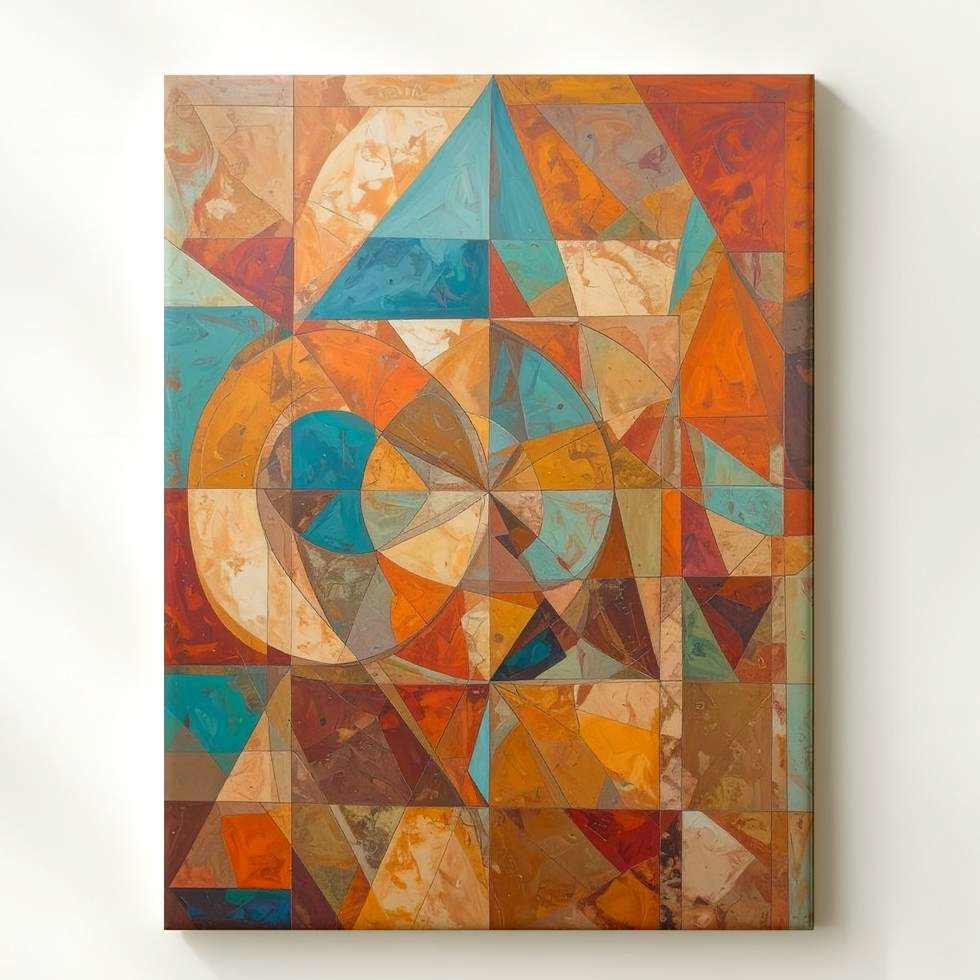 Abstract Geometric Canvasradial Symmetry In Earthy Tones Wall Art - Bild 1 von 8