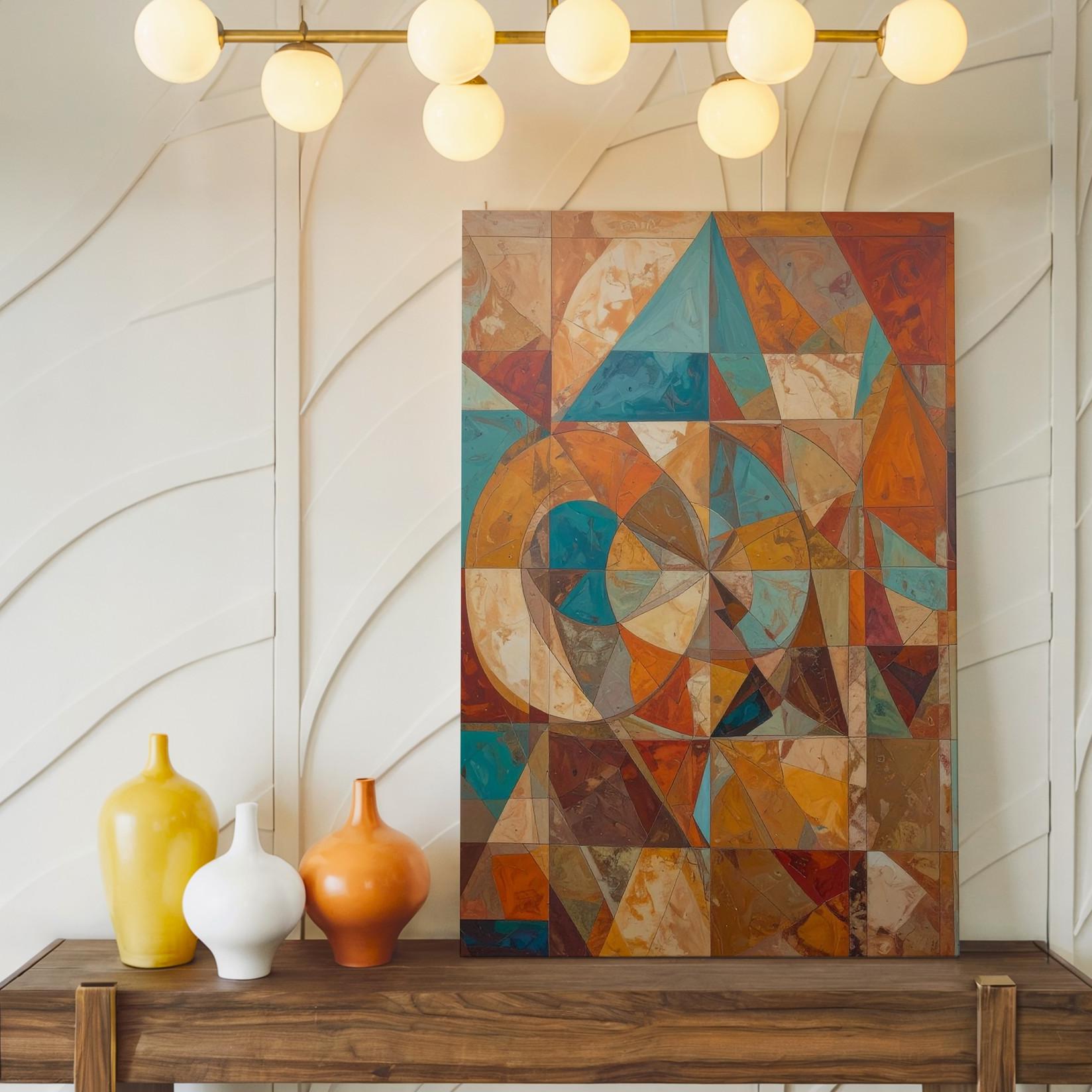 Abstract Geometric Canvasradial Symmetry In Earthy Tones Wall Art - Bild 2 von 8