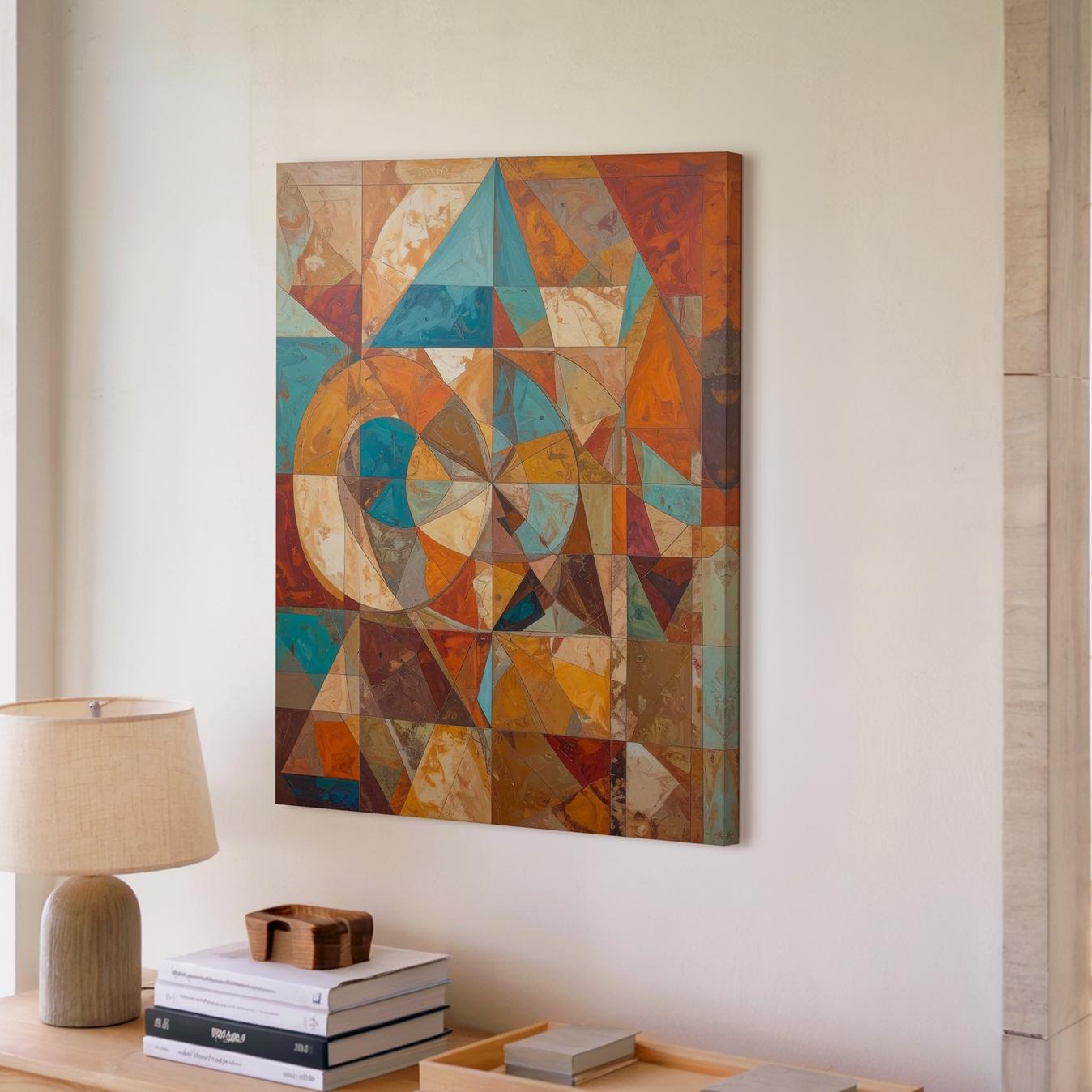 Abstract Geometric Canvasradial Symmetry In Earthy Tones Wall Art - Bild 3 von 8