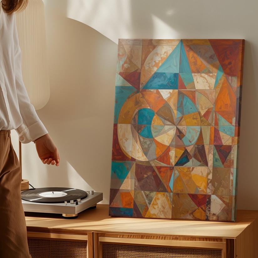 Abstract Geometric Canvasradial Symmetry In Earthy Tones Wall Art - Bild 4 von 8