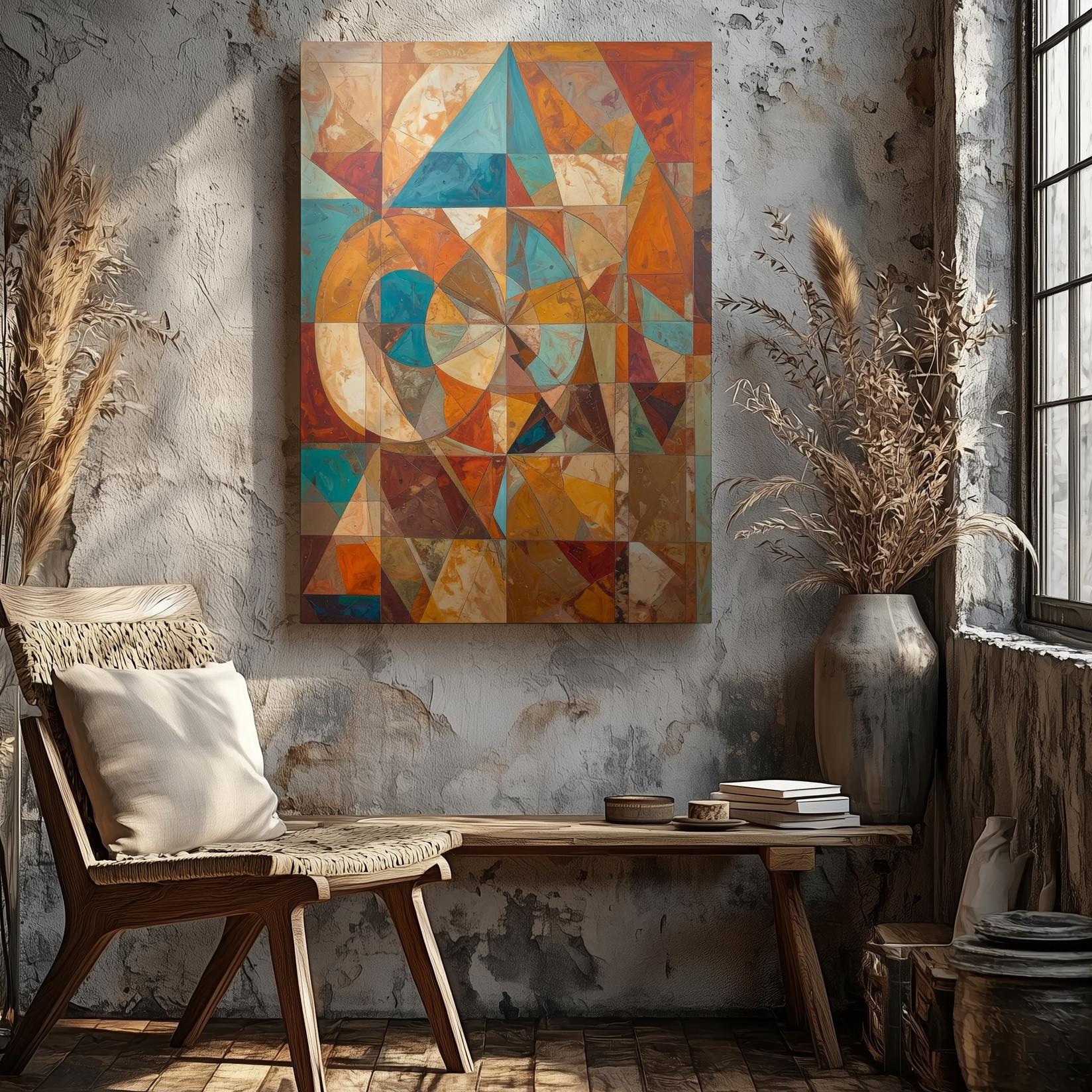 Abstract Geometric Canvasradial Symmetry In Earthy Tones Wall Art - Bild 5 von 8