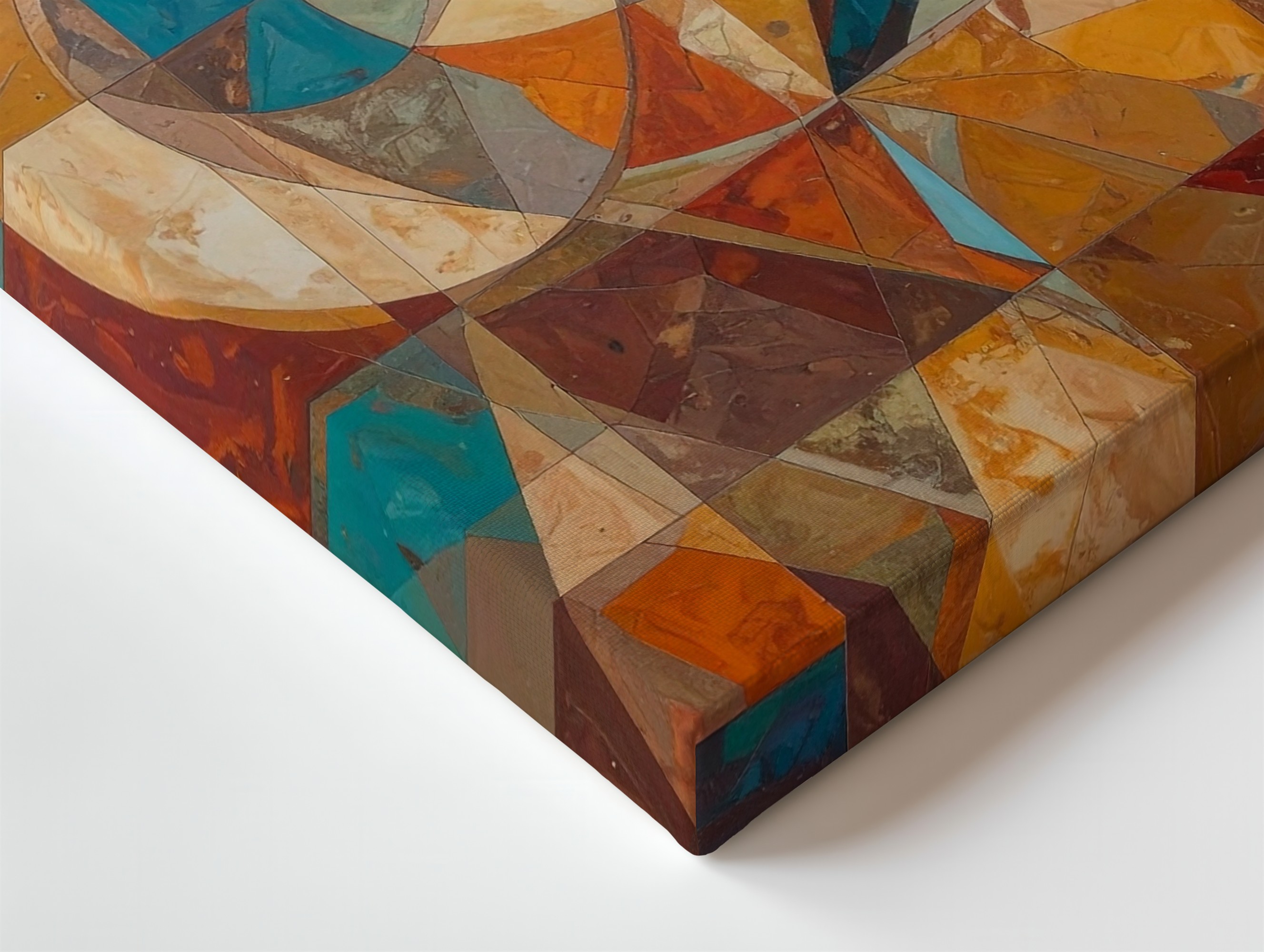 Abstract Geometric Canvasradial Symmetry In Earthy Tones Wall Art - Bild 7 von 8