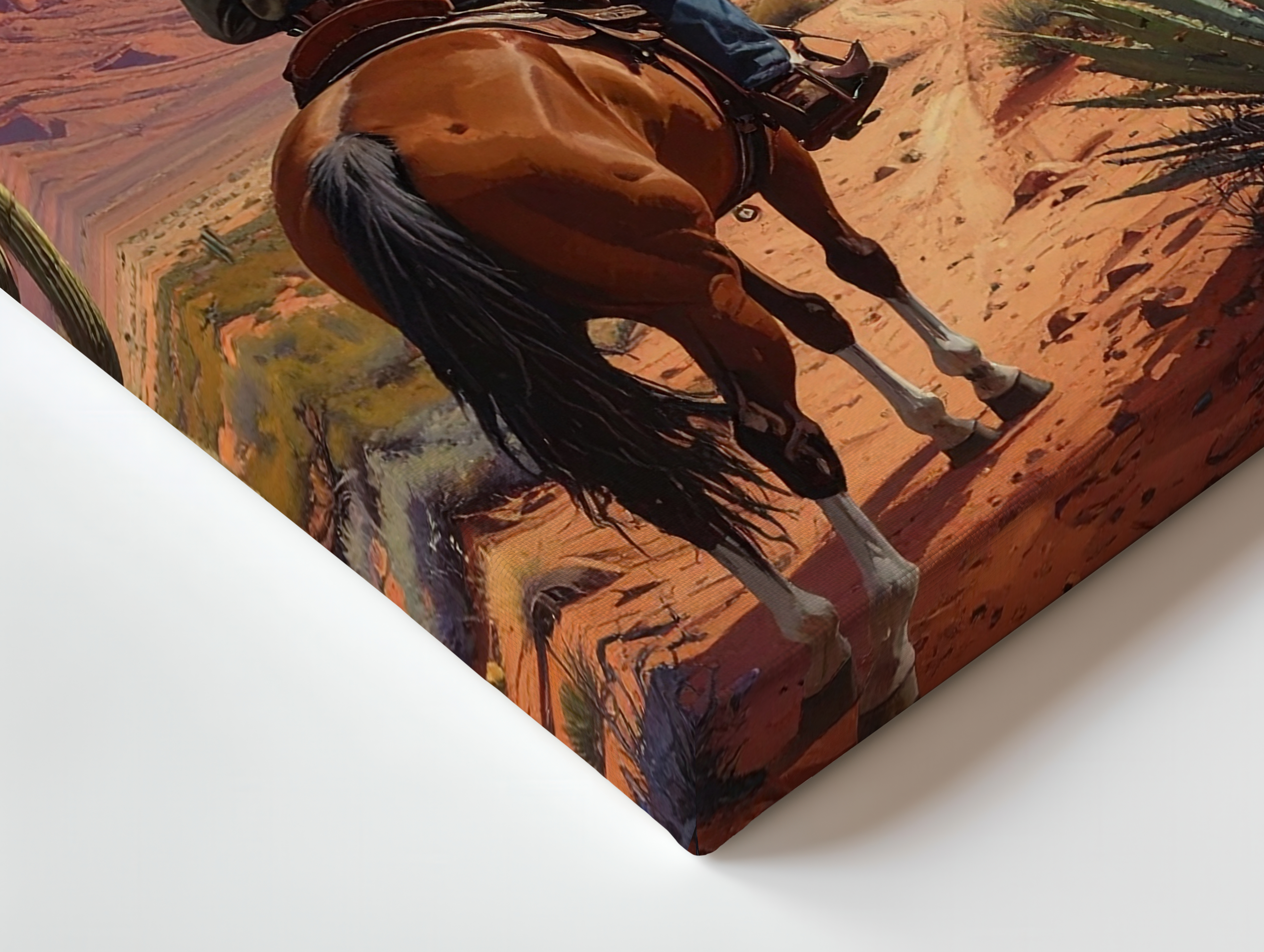 Cowboy And Ufo Encounter Canvaswestern Desert With Futuristic Ufos Wall Art - Bild 7 von 8
