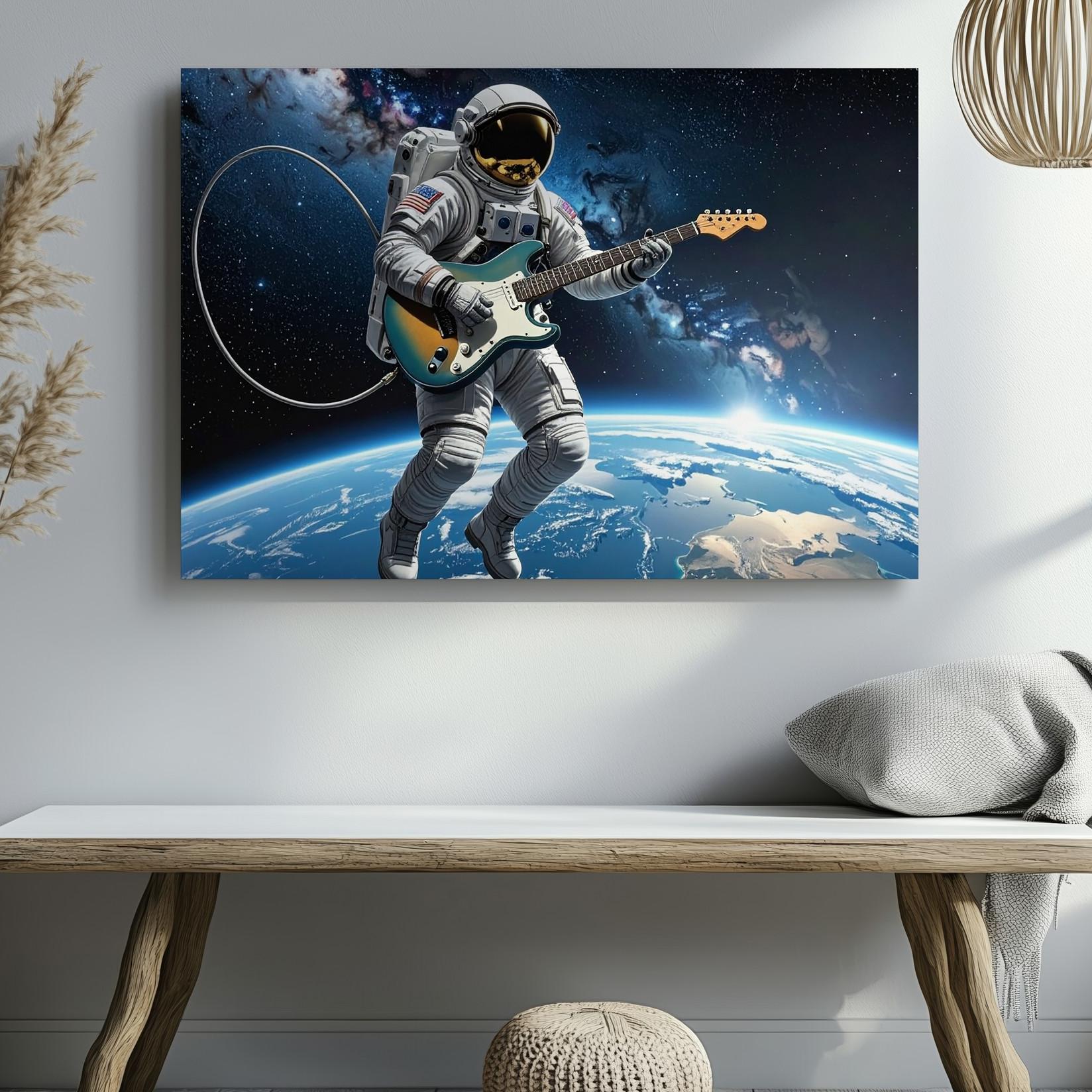 Astronaut Guitarist Canvasplaying Music In The Cosmos Wall Art - Picture 2 of 8