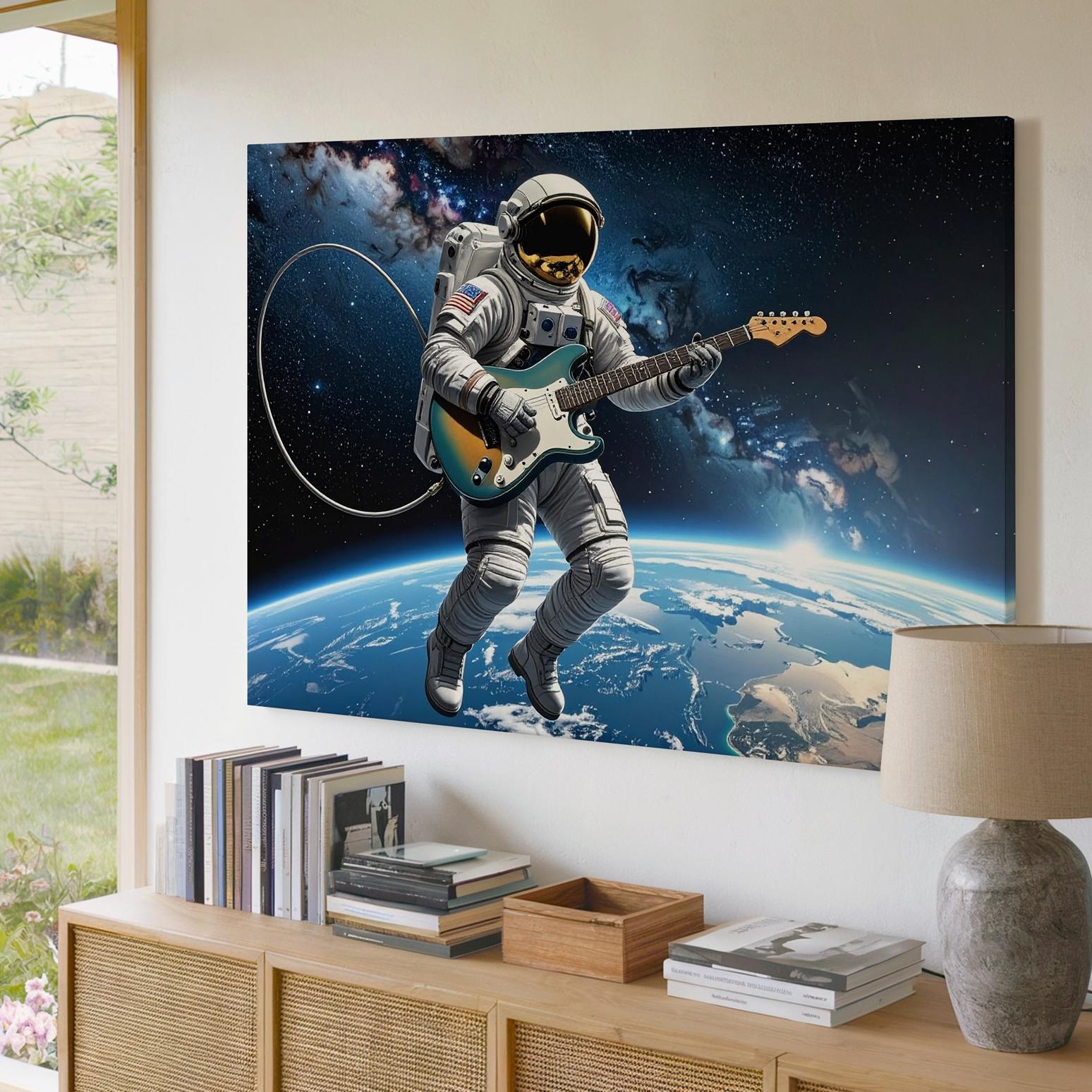 Astronaut Guitarist Canvasplaying Music In The Cosmos Wall Art - Picture 3 of 8