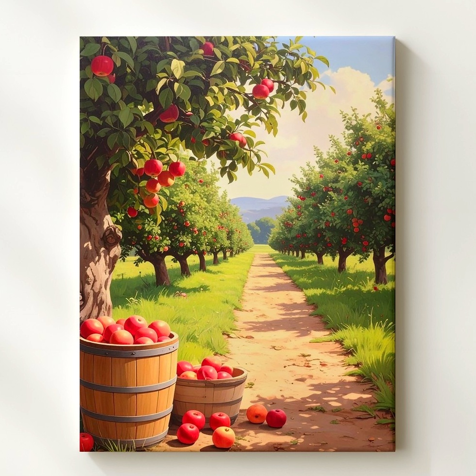 Apple Orchard Harvest Canvaspastoral Fall Farm Wall Art - Foto 1 di 8