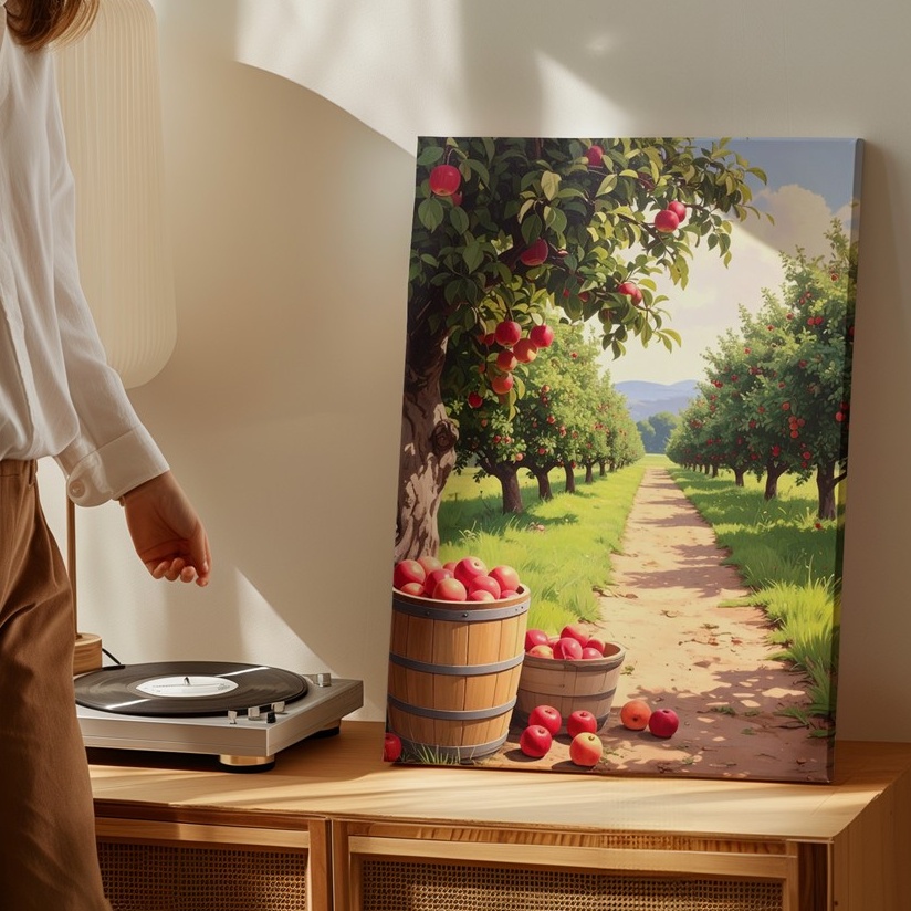 Apple Orchard Harvest Canvaspastoral Fall Farm Wall Art - Foto 4 di 8