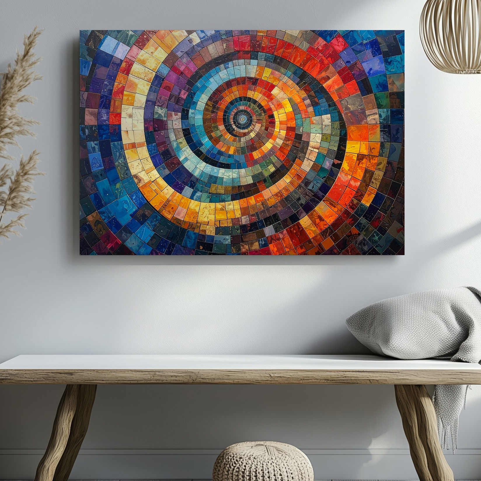 Lebendige Spirale Mosaik Leinwand Bunt Geometrisch Abstrakt Wandkunst What If Joy - Bild 2 von 8