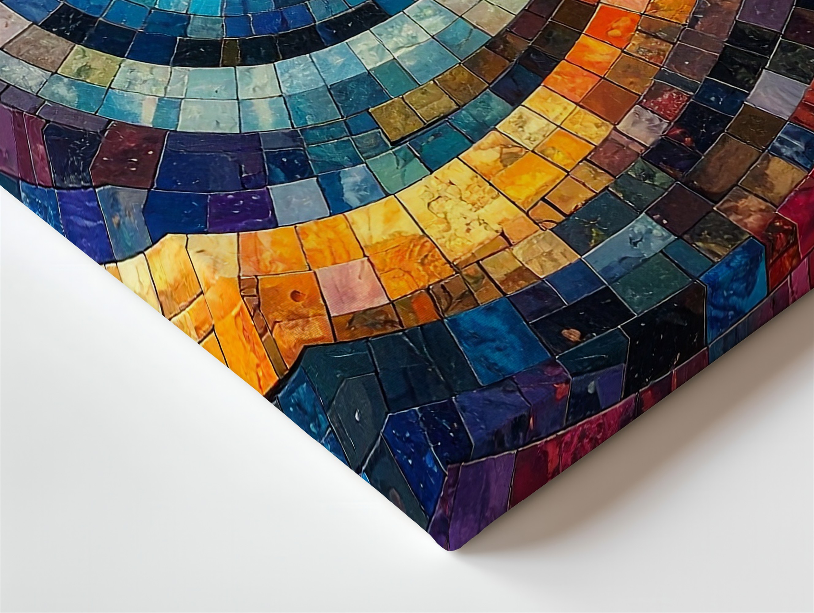 Lebendige Spirale Mosaik Leinwand Bunt Geometrisch Abstrakt Wandkunst What If Joy - Bild 6 von 8