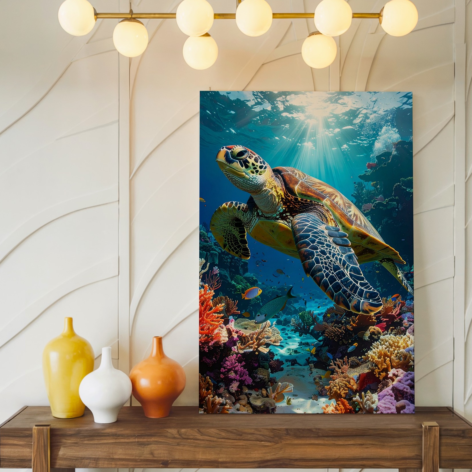 Sea Turtle & Coral Reef Canvasphotorealistic Ocean Scene Wall Art - Bild 2 von 8