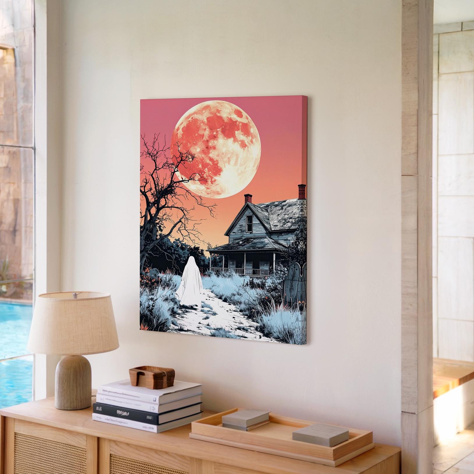 Ghost & Abandoned House Canvas Poetic Halloween Stillness Wall Art - Bild 3 von 8
