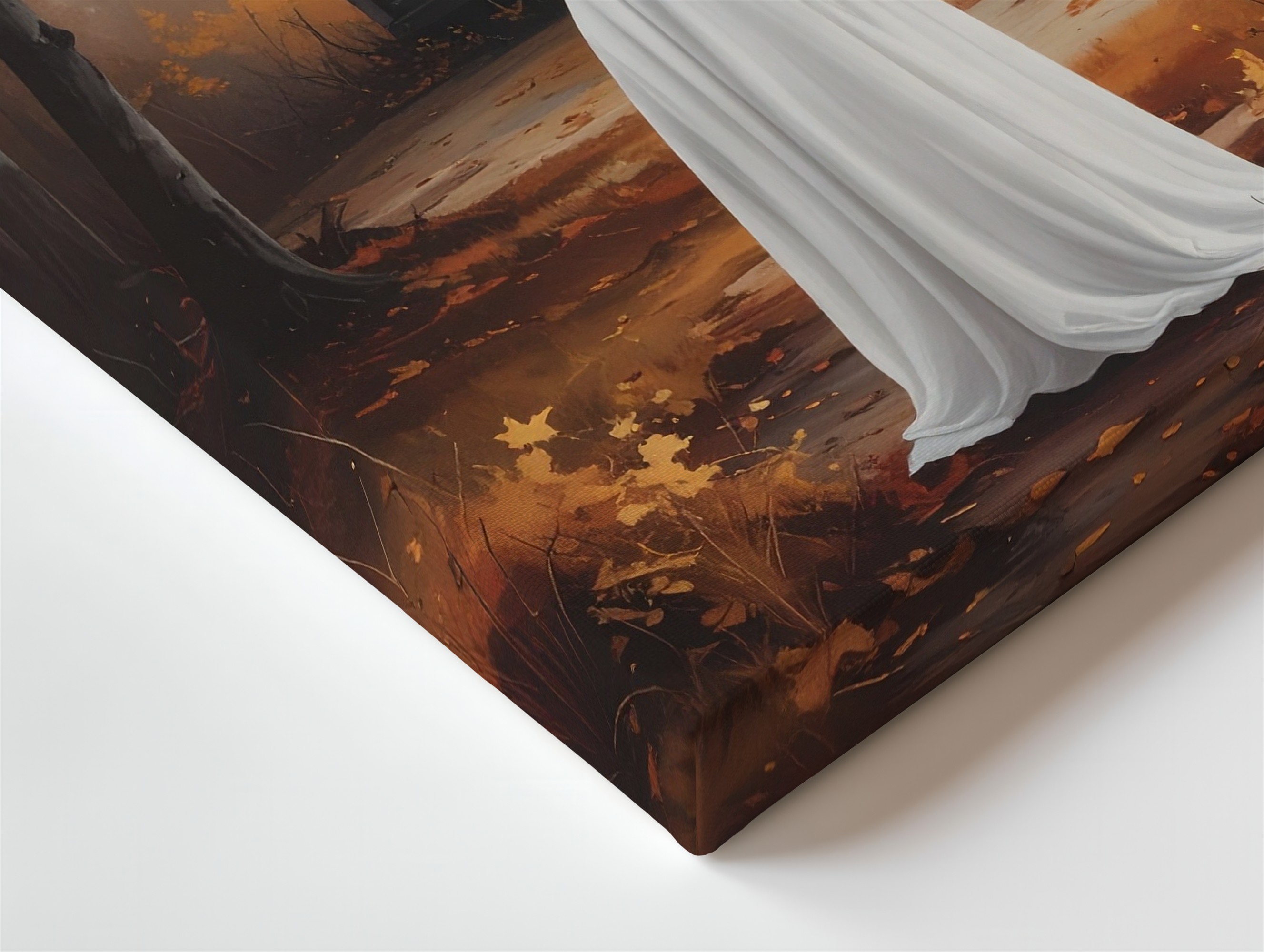 Ghost & Cabin In The Woods Canvas Quiet Introspective Halloween Art Wall Art - Bild 6 von 8